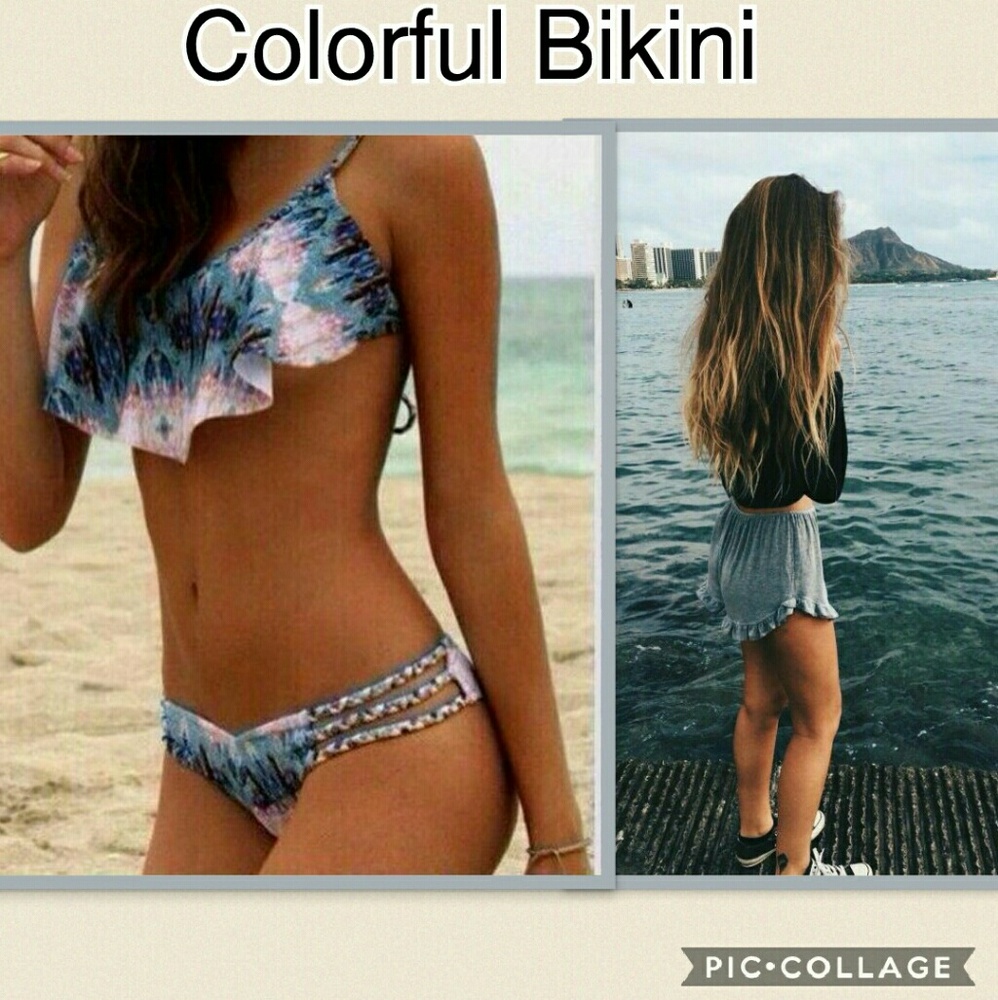BLUE AND PINK BIKINI.👙 Does run small..💋